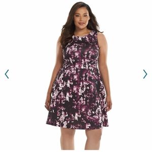 Jennifer Lopez Purple Floral Fit & Flare Dress